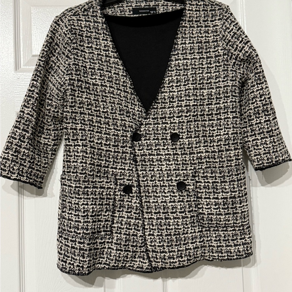 Reserved Black and White Houndstooth Blazer
